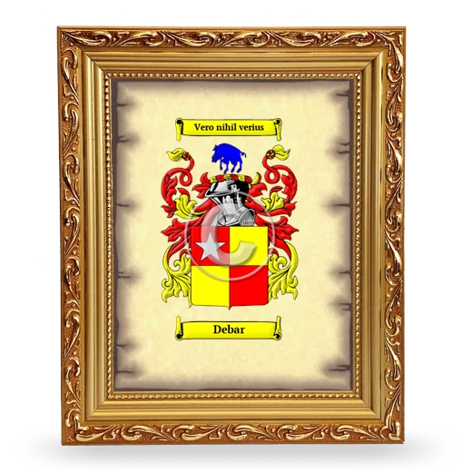 Debar Coat of Arms Framed - Gold