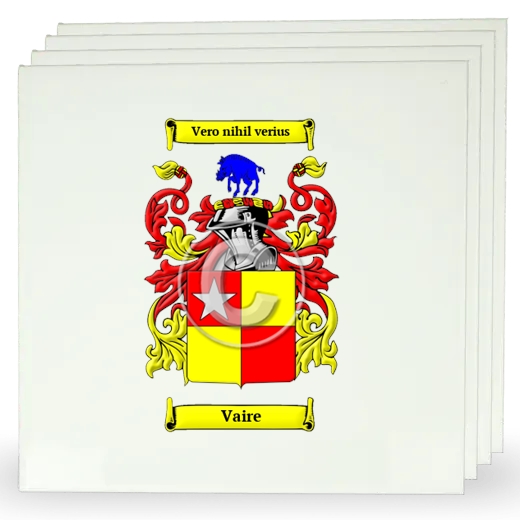 Vaire Set of Four Large Tiles with Coat of Arms