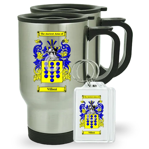 Villani Pair of Travel Mugs and pair of Keychains