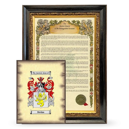 Devins Framed History and Coat of Arms Print - Heirloom