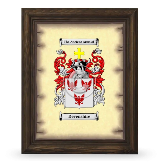 Devenshire Coat of Arms Framed - Brown