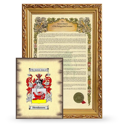 Dicenhausen Framed History and Coat of Arms Print - Gold