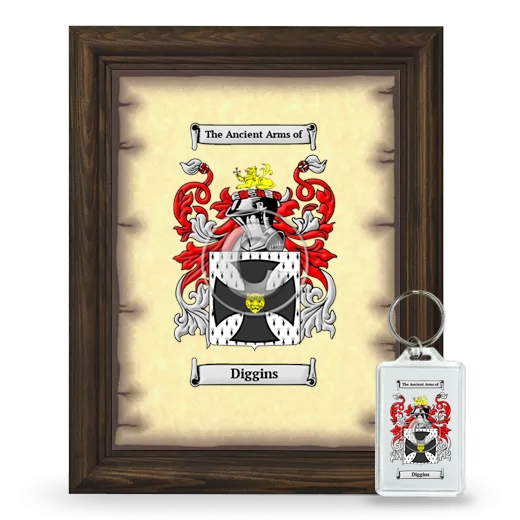 Diggins Framed Coat of Arms and Keychain - Brown