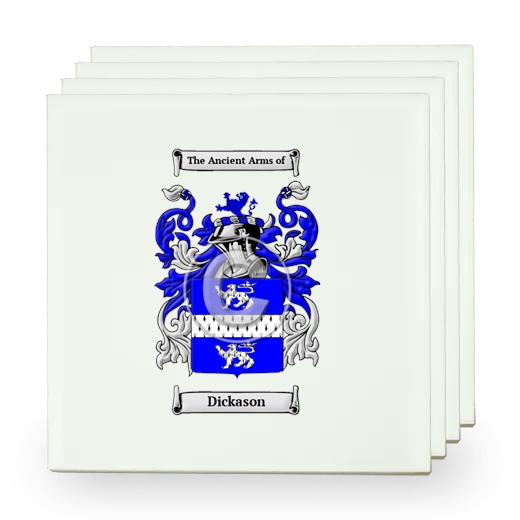 Dickason Set of Four Small Tiles with Coat of Arms