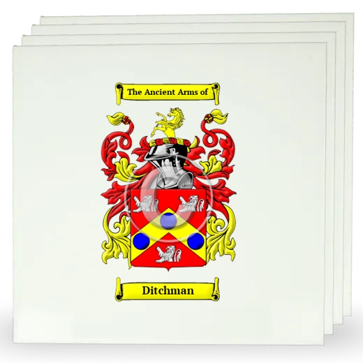 Ditchman Set of Four Large Tiles with Coat of Arms