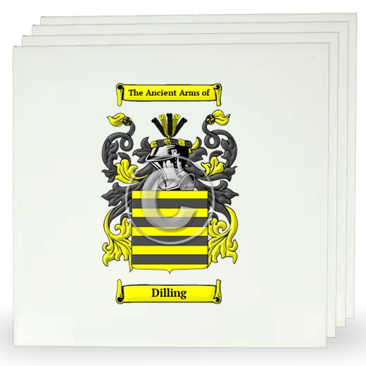 Dilling Set of Four Large Tiles with Coat of Arms