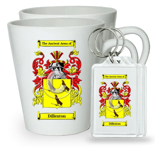 Dillenton Pair of Latte Mugs and Pair of Keychains