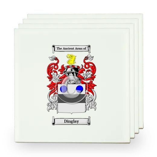 Dinglay Set of Four Small Tiles with Coat of Arms
