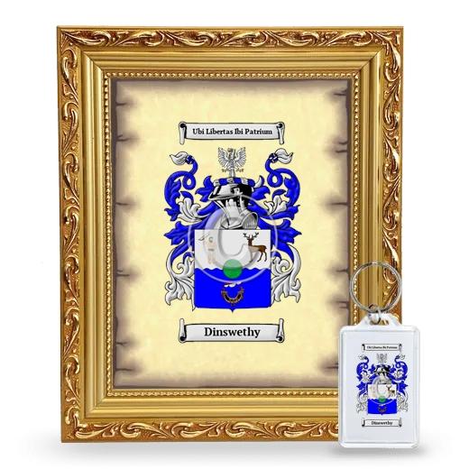 Dinswethy Framed Coat of Arms and Keychain - Gold