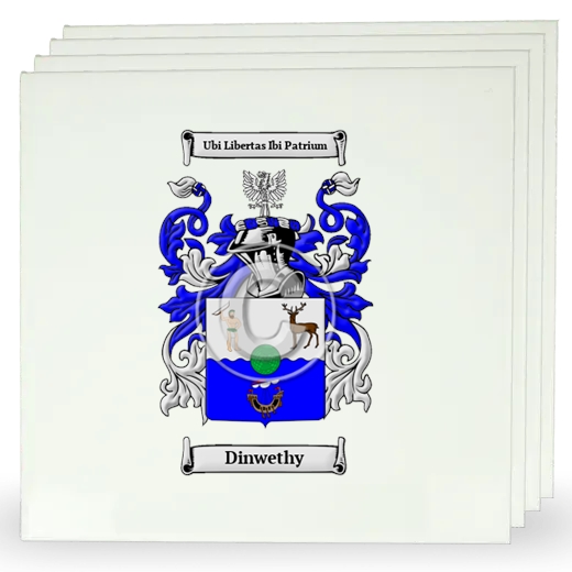 Dinwethy Set of Four Large Tiles with Coat of Arms