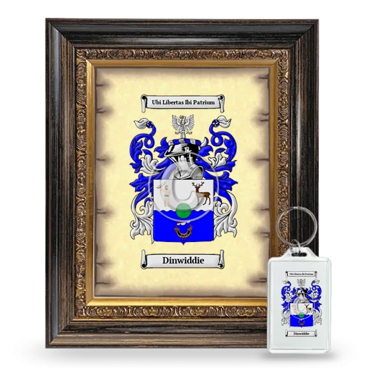 Dinwiddie Framed Coat of Arms and Keychain - Heirloom