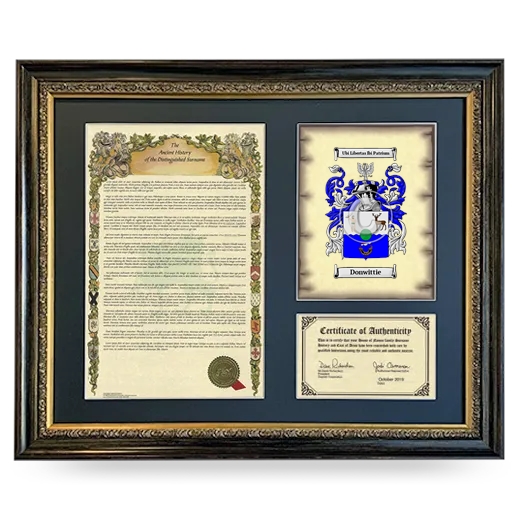 Donwittie Framed Surname History and Coat of Arms- Heirloom