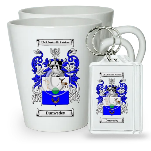 Dunwedey Pair of Latte Mugs and Pair of Keychains