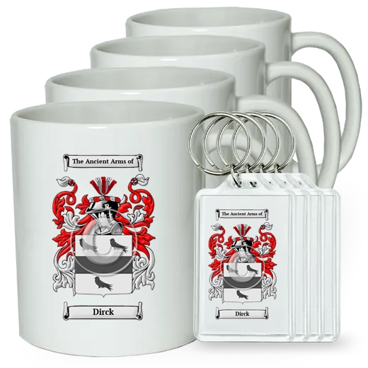 Dirck Set of 4 Coffee Mugs and Keychains