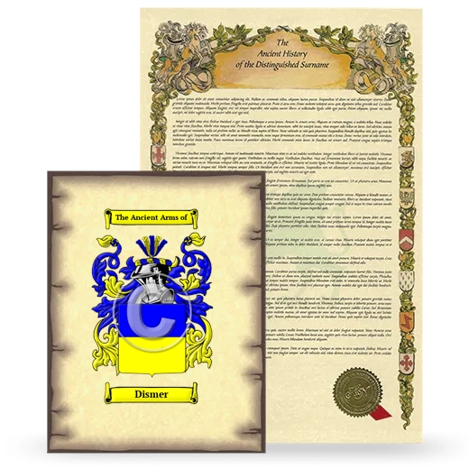 Dismer Coat of Arms and Surname History Package