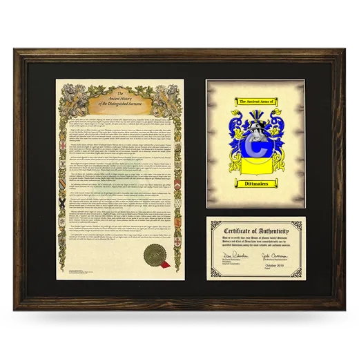 Dittmaiers Framed Surname History and Coat of Arms - Brown