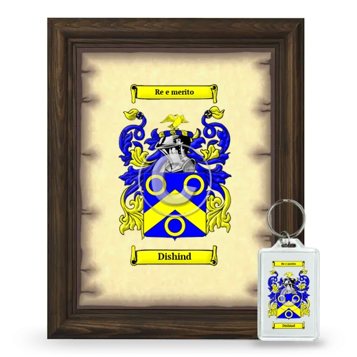 Dishind Framed Coat of Arms and Keychain - Brown