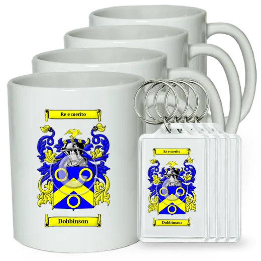 Dobbinson Set of 4 Coffee Mugs and Keychains