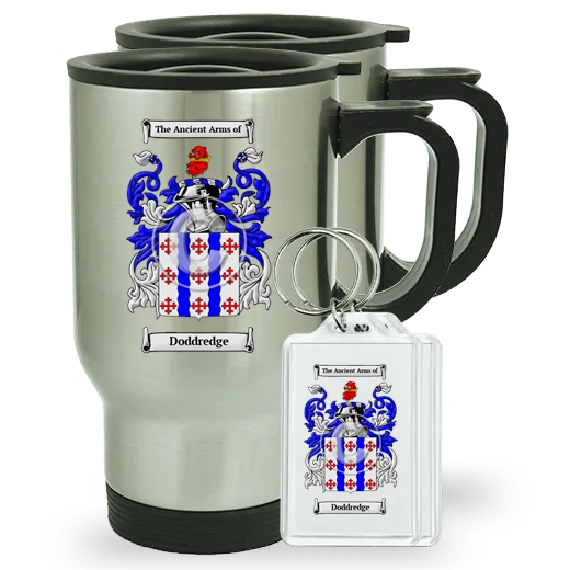 Doddredge Pair of Travel Mugs and pair of Keychains