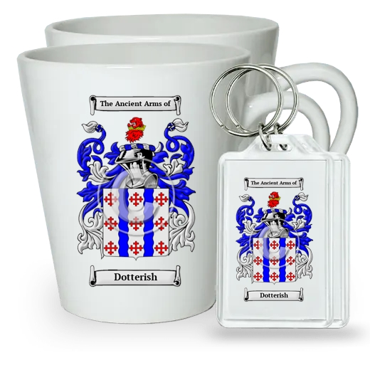 Dotterish Pair of Latte Mugs and Pair of Keychains