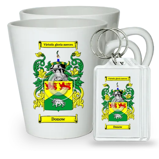 Donow Pair of Latte Mugs and Pair of Keychains