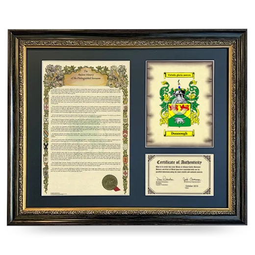 Dunnough Framed Surname History and Coat of Arms- Heirloom