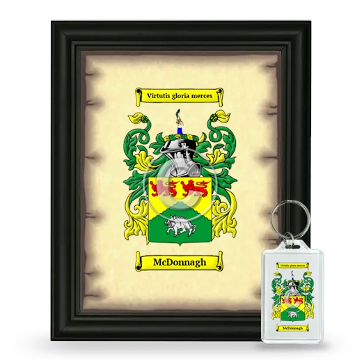 McDonnagh Framed Coat of Arms and Keychain - Black