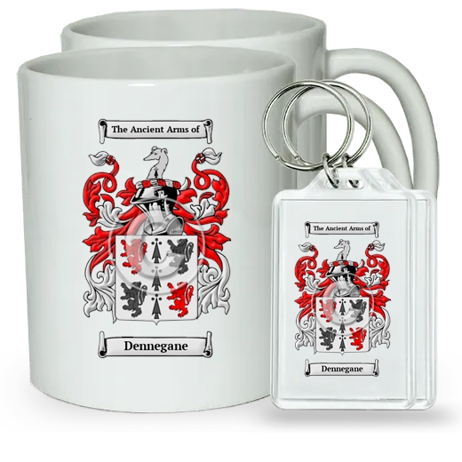 Dennegane Pair of Coffee Mugs and Pair of Keychains