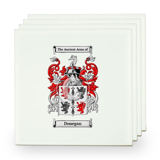 Donegan Set of Four Small Tiles with Coat of Arms
