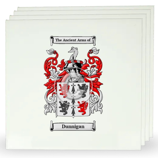 Dunnigan Set of Four Large Tiles with Coat of Arms