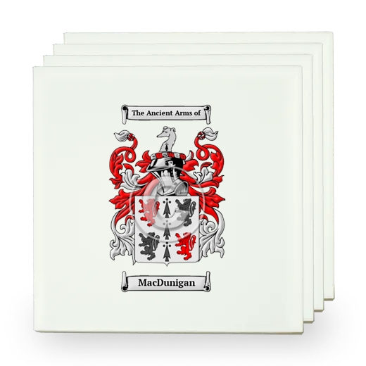 MacDunigan Set of Four Small Tiles with Coat of Arms