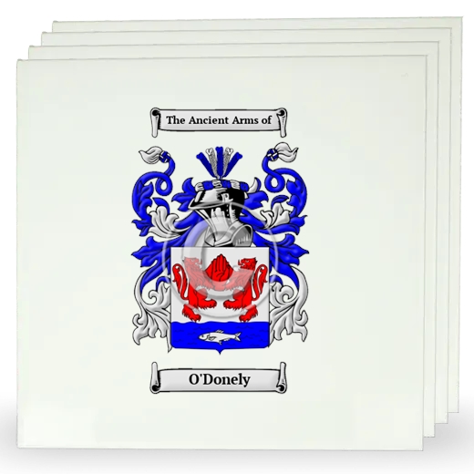 O'Donely Set of Four Large Tiles with Coat of Arms