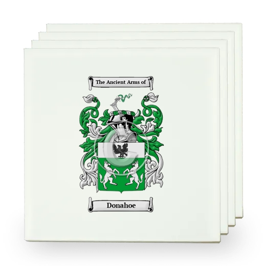 Donahoe Set of Four Small Tiles with Coat of Arms