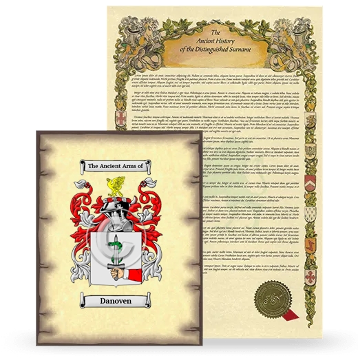 Danoven Coat of Arms and Surname History Package