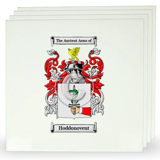 Hoddonovent Set of Four Large Tiles with Coat of Arms