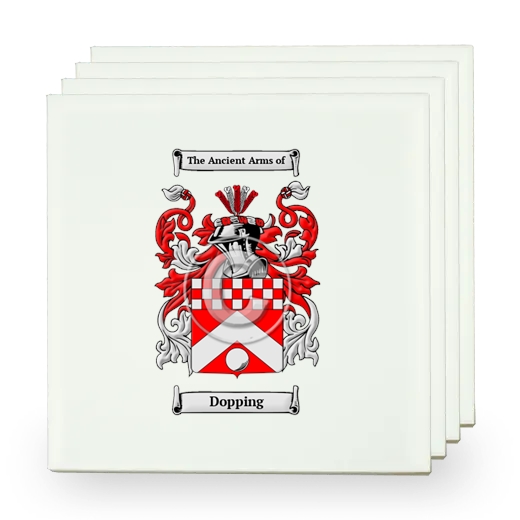 Dopping Set of Four Small Tiles with Coat of Arms