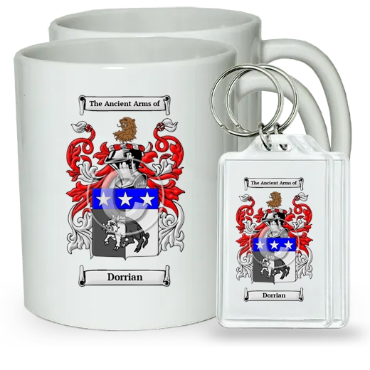 Dorrian Pair of Coffee Mugs and Pair of Keychains