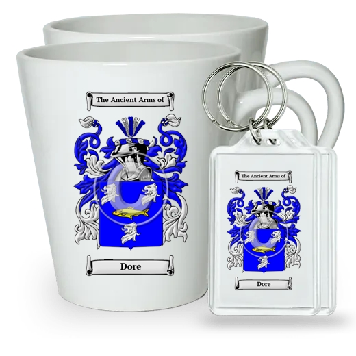 Dore Pair of Latte Mugs and Pair of Keychains