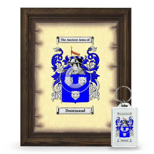 Doormand Framed Coat of Arms and Keychain - Brown