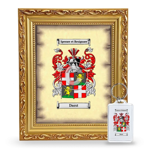 Darst Framed Coat of Arms and Keychain - Gold