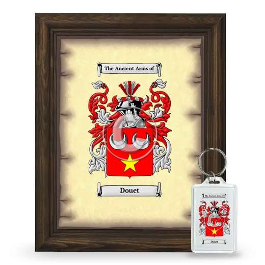 Douet Framed Coat of Arms and Keychain - Brown