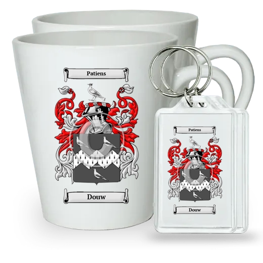 Douw Pair of Latte Mugs and Pair of Keychains