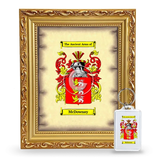 McDownay Framed Coat of Arms and Keychain - Gold