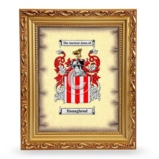 Hanaghend Coat of Arms Framed - Gold