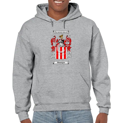 Hinnegyn Grey Unisex Coat of Arms Hooded Sweatshirt