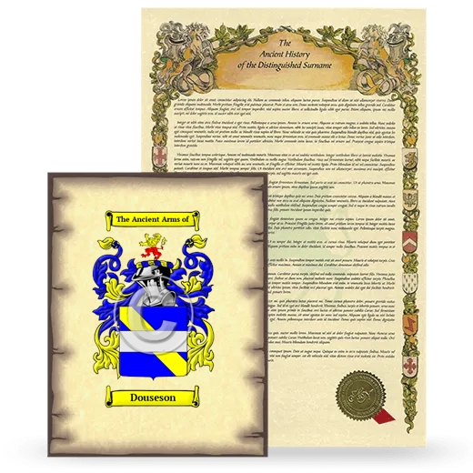 Douseson Coat of Arms and Surname History Package