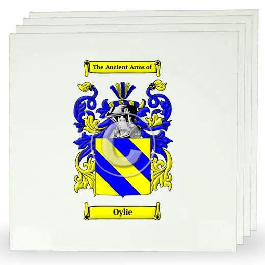 Oylie Set of Four Large Tiles with Coat of Arms