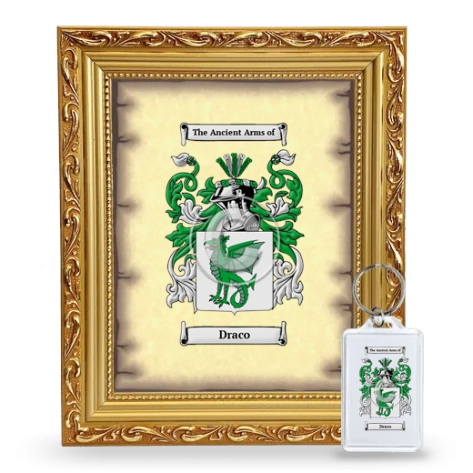 Draco Framed Coat of Arms and Keychain - Gold