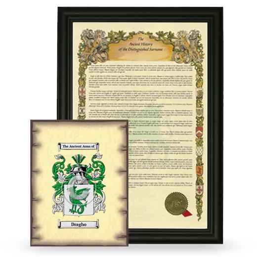 Dragho Framed History and Coat of Arms Print - Black