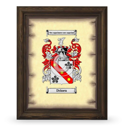 Drinen Coat of Arms Framed - Brown